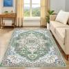 imageSmiry 8x10 Area Rugs for Living Room Boho Chic Style Printed Rugs Low Pile NonShedding Easy Care Machine Washable Lightweight Floor Carpets Rugs for Bedroom Dining Room Home Office OrangeGreen