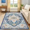 imageSmiry 8x10 Area Rugs for Living Room Boho Chic Style Printed Rugs Low Pile NonShedding Easy Care Machine Washable Lightweight Floor Carpets Rugs for Bedroom Dining Room Home Office OrangeBlue
