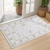 imageSmiry Floral Area Rug 4x6 Vintage Print Pattern Machine Washable NonSlip Floor Carpet Low Pile Throw Rugs for Living Room Bedroom Dining Room Laundry Indoor Home Decor BlueBeige