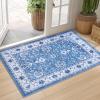 imageSmiry Floral Area Rug 4x6 Vintage Print Pattern Machine Washable NonSlip Floor Carpet Low Pile Throw Rugs for Living Room Bedroom Dining Room Laundry Indoor Home Decor BlueBlue