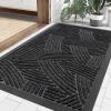 imageSmiry Front Door Mat Indoor Outdoor Entrance Heavy Duty Natural Rubber Sturdy Trap Dirt Moisture Doormat and Easy Clean Low Profile Patio Porch Entryway Mat 295x17 Inch BrownGeometricBlackGeometric