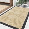 imageSmiry Front Door Mat Outside Entrance Heavy Duty Outdoor Indoor Natural Rubber Doormat Non Slip Trap Dirt and Moisture Easy Clean Low Profile Patio Porch Entryway Mat 295x17 GreyBeige