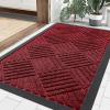 imageSmiry Front Door Mat Outside Entrance Heavy Duty Outdoor Indoor Natural Rubber Doormat Non Slip Trap Dirt and Moisture Easy Clean Low Profile Patio Porch Entryway Mat 295x17 GreyWine Red