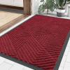 imageSmiry Front Door Mat Outside Entrance Heavy Duty Sturdy Natural Rubber Doormat Trap Dirt and Moisture Easy Clean Low Profile Welcome Floor Mats for Indoor Outdoor Entry 295x17 Inch BrownWine Red