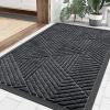 imageSmiry Front Door Mat Outside Entrance Heavy Duty Sturdy Natural Rubber Doormat Trap Dirt and Moisture Easy Clean Low Profile Welcome Floor Mats for Indoor Outdoor Entry 295x17 Inch BrownSilver Grey