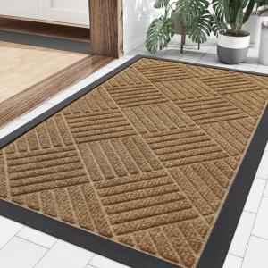 imageSmiry Front Door Mat Outside Entrance Heavy Duty Outdoor Indoor Natural Rubber Doormat Non Slip Trap Dirt and Moisture Easy Clean Low Profile Patio Porch Entryway Mat 295x17 GreyCoffee