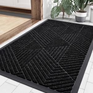 imageSmiry Front Door Mat Outside Entrance Heavy Duty Sturdy Natural Rubber Doormat Trap Dirt and Moisture Easy Clean Low Profile Welcome Floor Mats for Indoor Outdoor Entry 295x17 Inch BrownBlack