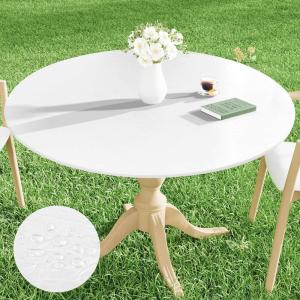imageSmiry Round Picnic Tablecloth Waterproof Elastic Fitted Table Covers for 45quot  56quot Tables Wipeable Vinyl Tablecloths for Camping Indoor Outdoor Clear