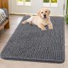 imageSmiry Dog Door Mat for Muddy Paws 30x20 Absorbs Moisture and Dirt Doormat NonSlip Washable Quick Dry Chenille Front Door Mat Indoor Entrance Entryway Carpet for Inside Floor Navy BlueDark Grey