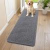 imageSmiry Dog Door Mat for Muddy Paws 30x20 Absorbs Moisture and Dirt Doormat NonSlip Washable Quick Dry Chenille Front Door Mat Indoor Entrance Entryway Carpet for Inside Floor Navy BlueDark Grey