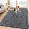 imageSmiry Dog Door Mat for Muddy Paws 30x20 Absorbs Moisture and Dirt Doormat NonSlip Washable Quick Dry Chenille Front Door Mat Indoor Entrance Entryway Carpet for Inside Floor Navy BlueDark Grey