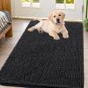 imageSmiry Dog Door Mat for Muddy Paws 30x20 Absorbs Moisture and Dirt Doormat NonSlip Washable Quick Dry Chenille Front Door Mat Indoor Entrance Entryway Carpet for Inside Floor Navy BlueBlack