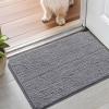 imageSmiry Dog Door Mat for Muddy Paws 30x20 Absorbs Moisture and Dirt Doormat NonSlip Washable Quick Dry Chenille Front Door Mat Indoor Entrance Entryway Carpet for Inside Floor Navy BlueGrey