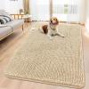 imageSmiry Dog Door Mat for Muddy Paws 30x20 Absorbs Moisture and Dirt Doormat NonSlip Washable Quick Dry Chenille Front Door Mat Indoor Entrance Entryway Carpet for Inside Floor Navy BlueBeige