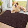 imageSmiry Dog Door Mat for Muddy Paws 30x20 Absorbs Moisture and Dirt Doormat NonSlip Washable Quick Dry Chenille Front Door Mat Indoor Entrance Entryway Carpet for Inside Floor Navy BlueBrown