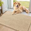 imageSmiry Dog Door Mat for Muddy Paws 30x20 Absorbs Moisture and Dirt Doormat NonSlip Washable Quick Dry Chenille Front Door Mat Indoor Entrance Entryway Carpet for Inside Floor Navy BlueBeige