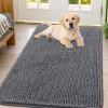 imageSmiry Dog Door Mat for Muddy Paws 30x20 Absorbs Moisture and Dirt Doormat NonSlip Washable Quick Dry Chenille Front Door Mat Indoor Entrance Entryway Carpet for Inside Floor Navy BlueDark Grey