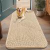 imageSmiry Dog Door Mat for Muddy Paws 30x20 Absorbs Moisture and Dirt Doormat NonSlip Washable Quick Dry Chenille Front Door Mat Indoor Entrance Entryway Carpet for Inside Floor Navy BlueBeige