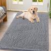 imageSmiry Dog Door Mat for Muddy Paws 30x20 Absorbs Moisture and Dirt Doormat NonSlip Washable Quick Dry Chenille Front Door Mat Indoor Entrance Entryway Carpet for Inside Floor Navy BlueGrey