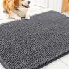 imageSmiry Dog Door Mat for Muddy Paws 30x20 Absorbs Moisture and Dirt Doormat NonSlip Washable Quick Dry Chenille Front Door Mat Indoor Entrance Entryway Carpet for Inside Floor Navy BlueDark Grey
