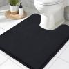 imageSmiry Memory Foam Toilet Rugs UShaped 24x20 Extra Soft Absorbent NonSlip Contour Bathroom Rugs Machine Washable Bath Mats for Toilet BlackBlack