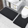 imageSmiry Memory Foam Toilet Rugs UShaped 24x20 Extra Soft Absorbent NonSlip Contour Bathroom Rugs Machine Washable Bath Mats for Toilet BlackBlack