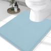 imageSmiry Memory Foam Toilet Rugs UShaped 24x20 Extra Soft Absorbent NonSlip Contour Bathroom Rugs Machine Washable Bath Mats for Toilet BlackBlue