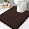 imageSmiry Memory Foam Toilet Rugs UShaped 24x20 Extra Soft Absorbent NonSlip Contour Bathroom Rugs Machine Washable Bath Mats for Toilet BlackBrown