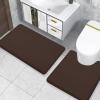 imageSmiry Memory Foam Toilet Rugs UShaped 24x20 Extra Soft Absorbent NonSlip Contour Bathroom Rugs Machine Washable Bath Mats for Toilet BlackBrown