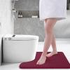 imageSmiry Memory Foam Toilet Rugs UShaped 24x20 Extra Soft Absorbent NonSlip Contour Bathroom Rugs Machine Washable Bath Mats for Toilet BlackBurgundy