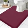 imageSmiry Memory Foam Toilet Rugs UShaped 24x20 Extra Soft Absorbent NonSlip Contour Bathroom Rugs Machine Washable Bath Mats for Toilet BlackBurgundy
