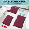 imageSmiry Memory Foam Toilet Rugs UShaped 24x20 Extra Soft Absorbent NonSlip Contour Bathroom Rugs Machine Washable Bath Mats for Toilet BlackBurgundy