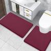 imageSmiry Memory Foam Toilet Rugs UShaped 24x20 Extra Soft Absorbent NonSlip Contour Bathroom Rugs Machine Washable Bath Mats for Toilet BlackBurgundy