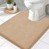 imageSmiry Memory Foam Toilet Rugs UShaped 24x20 Extra Soft Absorbent NonSlip Contour Bathroom Rugs Machine Washable Bath Mats for Toilet BlackCamel