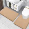 imageSmiry Memory Foam Toilet Rugs UShaped 24x20 Extra Soft Absorbent NonSlip Contour Bathroom Rugs Machine Washable Bath Mats for Toilet BlackCamel