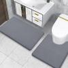 imageSmiry Memory Foam Toilet Rugs UShaped 24x20 Extra Soft Absorbent NonSlip Contour Bathroom Rugs Machine Washable Bath Mats for Toilet BlackDark Grey
