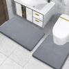 imageSmiry Memory Foam Toilet Rugs UShaped 24x20 Extra Soft Absorbent NonSlip Contour Bathroom Rugs Machine Washable Bath Mats for Toilet BlackDark Grey