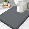 imageSmiry Memory Foam Toilet Rugs UShaped 24x20 Extra Soft Absorbent NonSlip Contour Bathroom Rugs Machine Washable Bath Mats for Toilet BlackDark Grey