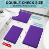 imageSmiry Memory Foam Toilet Rugs UShaped 24x20 Extra Soft Absorbent NonSlip Contour Bathroom Rugs Machine Washable Bath Mats for Toilet BlackDark Purple
