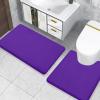 imageSmiry Memory Foam Toilet Rugs UShaped 24x20 Extra Soft Absorbent NonSlip Contour Bathroom Rugs Machine Washable Bath Mats for Toilet BlackDark Purple