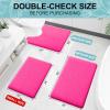imageSmiry Memory Foam Toilet Rugs UShaped 24x20 Extra Soft Absorbent NonSlip Contour Bathroom Rugs Machine Washable Bath Mats for Toilet BlackDeep Pink