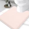 imageSmiry Memory Foam Toilet Rugs UShaped 24x20 Extra Soft Absorbent NonSlip Contour Bathroom Rugs Machine Washable Bath Mats for Toilet BlackDeep Pink