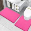imageSmiry Memory Foam Toilet Rugs UShaped 24x20 Extra Soft Absorbent NonSlip Contour Bathroom Rugs Machine Washable Bath Mats for Toilet BlackDeep Pink