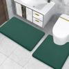 imageSmiry Memory Foam Toilet Rugs UShaped 24x20 Extra Soft Absorbent NonSlip Contour Bathroom Rugs Machine Washable Bath Mats for Toilet BlackGreen