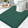 imageSmiry Memory Foam Toilet Rugs UShaped 24x20 Extra Soft Absorbent NonSlip Contour Bathroom Rugs Machine Washable Bath Mats for Toilet BlackGreen