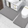 imageSmiry Memory Foam Toilet Rugs UShaped 24x20 Extra Soft Absorbent NonSlip Contour Bathroom Rugs Machine Washable Bath Mats for Toilet BlackGrey