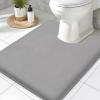 imageSmiry Memory Foam Toilet Rugs UShaped 24x20 Extra Soft Absorbent NonSlip Contour Bathroom Rugs Machine Washable Bath Mats for Toilet BlackGrey