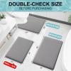 imageSmiry Memory Foam Toilet Rugs UShaped 24x20 Extra Soft Absorbent NonSlip Contour Bathroom Rugs Machine Washable Bath Mats for Toilet BlackGrey