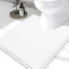 imageSmiry Memory Foam Toilet Rugs UShaped 24x20 Extra Soft Absorbent NonSlip Contour Bathroom Rugs Machine Washable Bath Mats for Toilet BlackIvory White