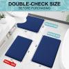 imageSmiry Memory Foam Toilet Rugs UShaped 24x20 Extra Soft Absorbent NonSlip Contour Bathroom Rugs Machine Washable Bath Mats for Toilet BlackNavy Blue
